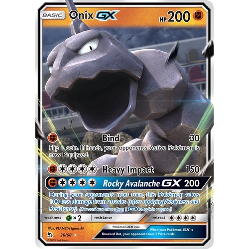 Onix GX 36/68 SM Hidden Fates Holo Ultra Rare Pokemon Card NEAR MINT TCG