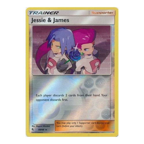 Jessie and James HOLO RARE 58/68 Pokemon SM Hidden Fates Trainer TCG