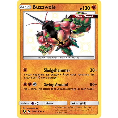 Buzzwole SV24/SV94 SM Hidden Fates Holo Shiny Rare Pokemon Card NEAR MINT TCG