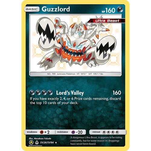 Guzzlord SV26/SV94 SM Hidden Fates Holo Shiny Rare Pokemon Card NEAR MINT TCG