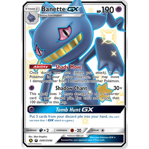 Banette GX SV61/SV94 SM Hidden Fates Holo Full Art Shiny Ultra Rare Pokemon Card NEAR MINT TCG