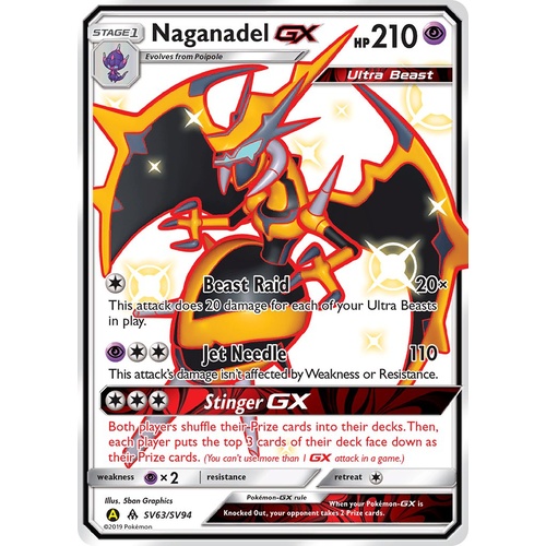 Naganadel GX SV63/SV94 SM Hidden Fates Holo Full Art Shiny Ultra Rare