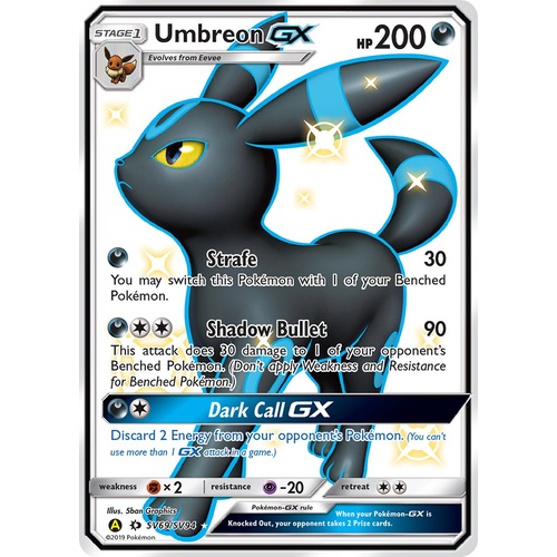 Umbreon GX SV69/SV94 SM Hidden Fates Holo Full Art Shiny Ultra Rare Pokemon Card NEAR MINT TCG