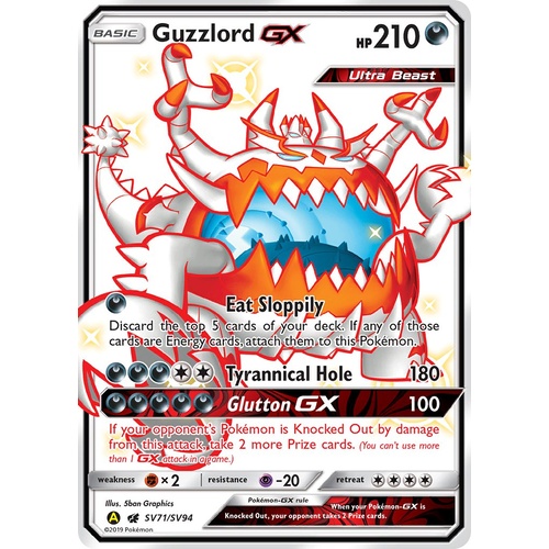 Guzzlord Gx Sv71 Sv94 Sm Hidden Fates Holo Full Art Shiny Ultra Rare Pokemon Card Near Guzzlord Gx Sv71 Sv94 Sm Hidden Fates Holo Full Art Shiny Ultra Rare Pokemon Card Near