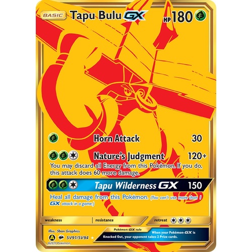 Tapu Bulu GX SV91/SV94 SM Hidden Fates Holo Full Art Shiny Secret Rare Pokemon Card NEAR MINT TCG