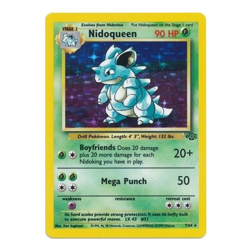 Nidoqueen 7/64 Jungle Set Unlimited Holo Rare Pokemon Card NEAR MINT TCG