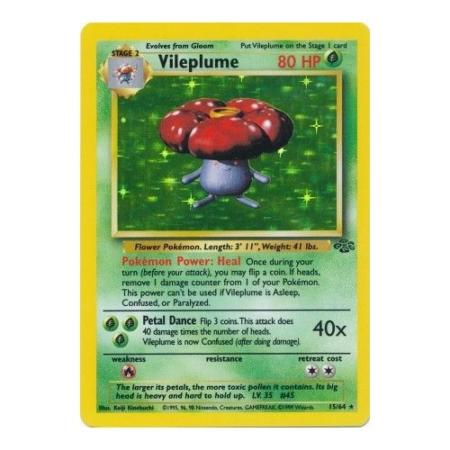 Vileplume 15/64 Jungle Set Unlimited Holo Rare Pokemon Card NEAR MINT TCG
