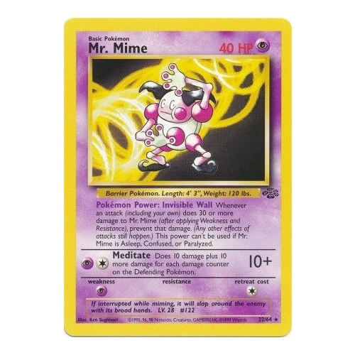 Mr. Mime 22/64 Jungle Set Unlimited Rare Pokemon Card NEAR MINT TCG