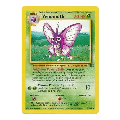 Venomoth 29/64 Jungle Set Unlimited Rare Pokemon Card NEAR MINT TCG