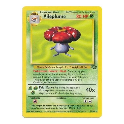 Vileplume 31/64 Jungle Set Unlimited Rare Pokemon Card NEAR MINT TCG
