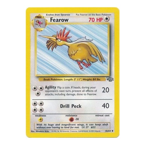 Fearow 36/64 Jungle Set Unlimited Uncommon Pokemon Card NEAR MINT TCG
