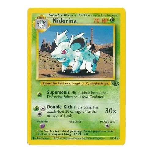 Nidorina 40/64 Jungle Set Unlimited Uncommon Pokemon Card NEAR MINT TCG