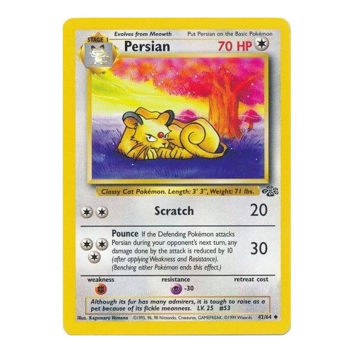 Persian 42/64 Jungle Set Unlimited Uncommon Pokemon Card NEAR MINT TCG