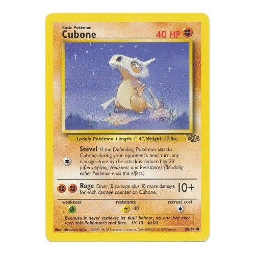 Cubone 50/64 Jungle Set Unlimited Common Pokemon Card NEAR MINT TCG