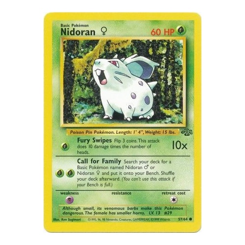 Nidoran 57/64 Jungle Set Unlimited Common Pokemon Card NEAR MINT TCG