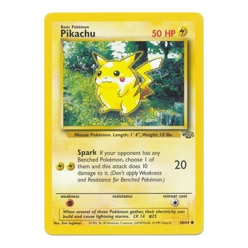 Pikachu 60/64 Jungle Set Unlimited Common Pokemon Card NEAR MINT TCG