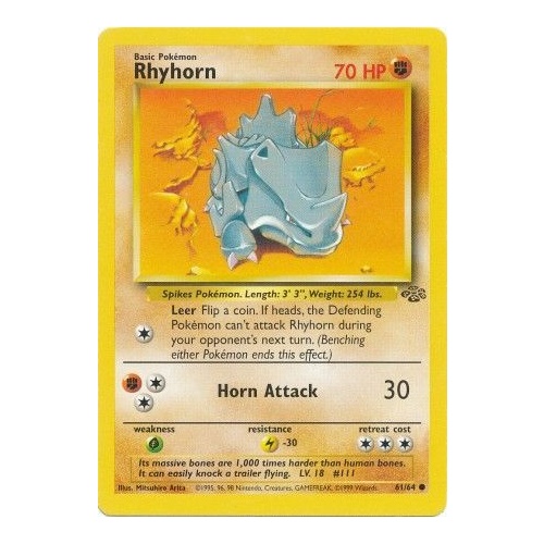 Rhyhorn 61/64 Jungle Set Unlimited Common Pokemon Card NEAR MINT TCG