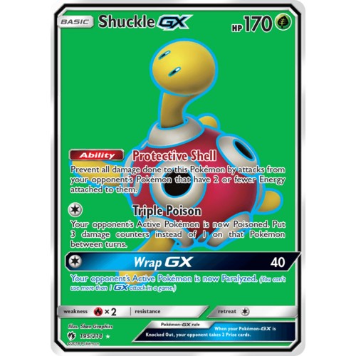 Shuckle GX 195/214 SM Lost Thunder Holo Full Art Ultra Rare Pokemon Card NEAR MINT TCG
