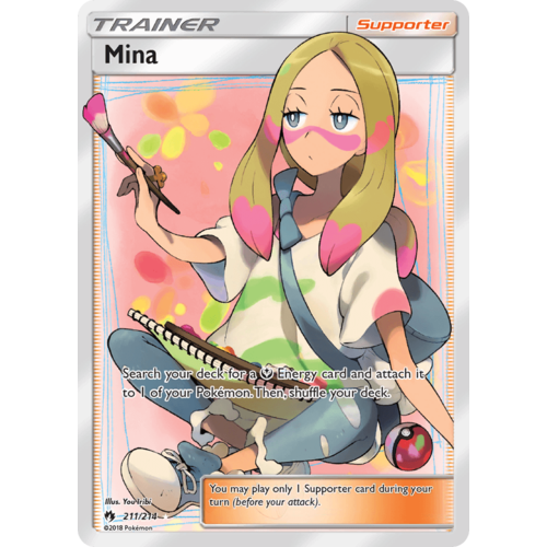 Mina 211/214 SM Lost Thunder Holo Full Art Ultra Rare Trainer Pokemon Card NEAR MINT TCG