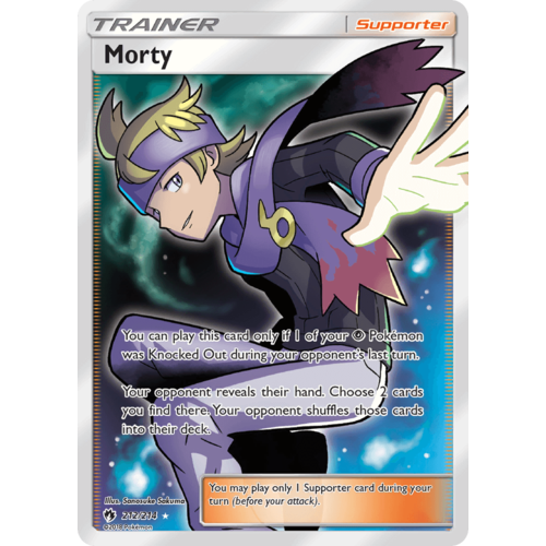 Morty 212/214 SM Lost Thunder Holo Full Art Ultra Rare Trainer Pokemon Card NEAR MINT TCG
