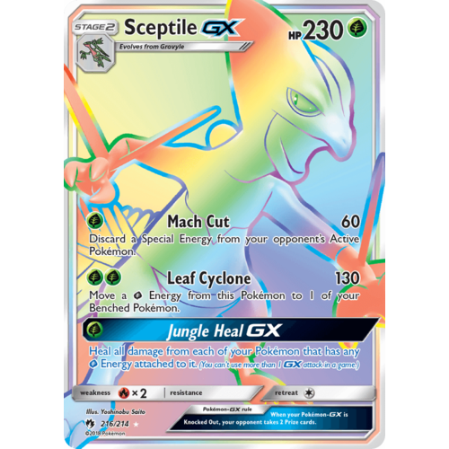 Sceptile GX 216/214 SM Lost Thunder Holo Full Art Hyper Rare Pokemon Card NEAR MINT TCG