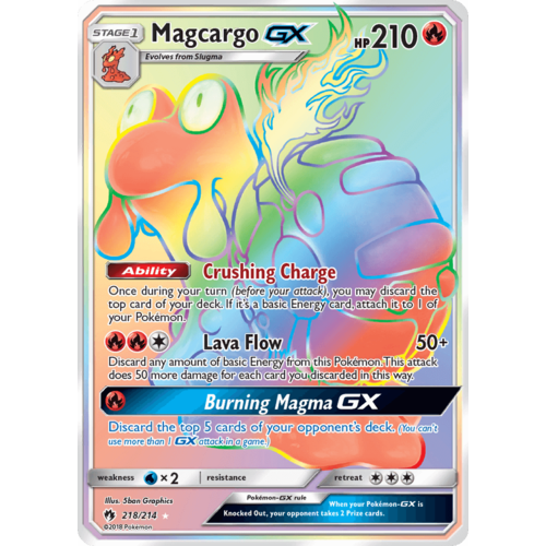 Magcargo GX 218/214 SM Lost Thunder Holo Full Art Hyper Rare Pokemon Card NEAR MINT TCG