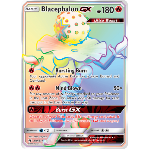 Blacephalon GX 219/214 SM Lost Thunder Holo Full Art Hyper Rare Pokemon Card NEAR MINT TCG