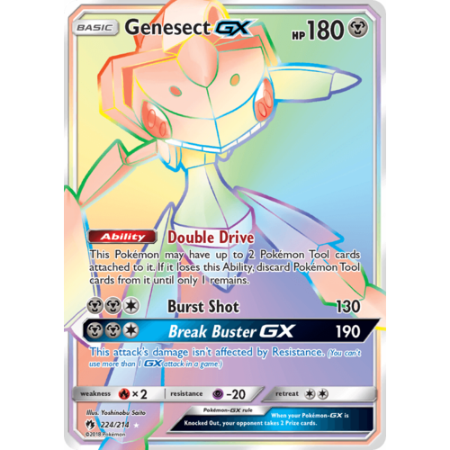 Genesect GX 224/214 SM Lost Thunder Holo Full Art Hyper Rare Pokemon Card NEAR MINT TCG