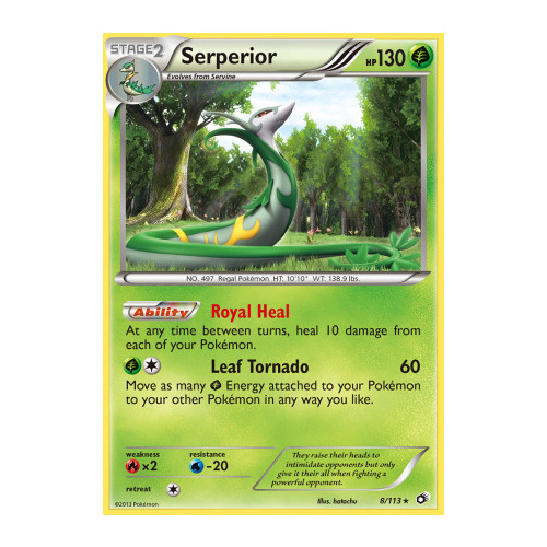 Serperior 8/113 BW Legendary Treasures Holo Rare Pokemon Card NEAR MINT TCG