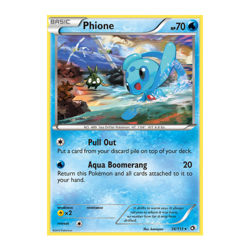 Phione 36/113 BW Legendary Treasures Rare Pokemon Card NEAR MINT TCG