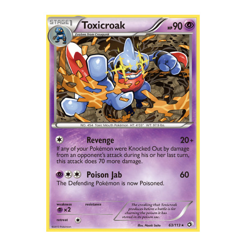 Toxicroak 63/113 BW Legendary Treasures Rare Pokemon Card NEAR MINT TCG