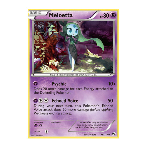 Meloetta 78/113 BW Legendary Treasures Holo Rare Pokemon Card NEAR MINT TCG