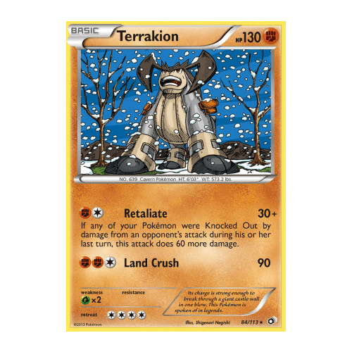 Terrakion 84/113 BW Legendary Treasures Holo Rare Pokemon Card NEAR MINT TCG