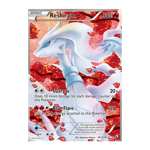 Reshiram RC22/RC25 BW Legendary Treasures Radiant Collection Holo Ultra Rare Pokemon Card NEAR MINT TCG