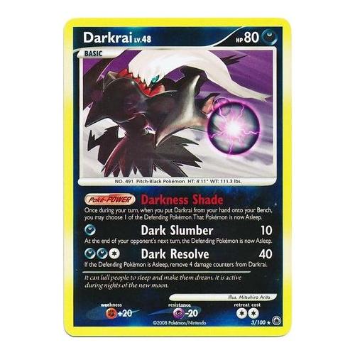 Darkrai 3/100 DP Majestic Dawn Reverse Holo Rare Pokemon Card NEAR MINT TCG