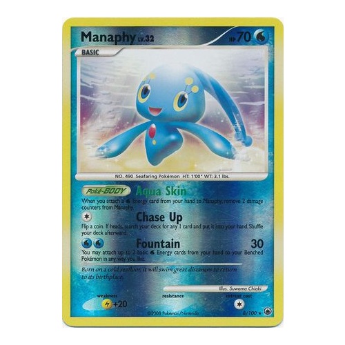 Manaphy 8/100 DP Majestic Dawn Reverse Holo Rare Pokemon Card NEAR MINT TCG