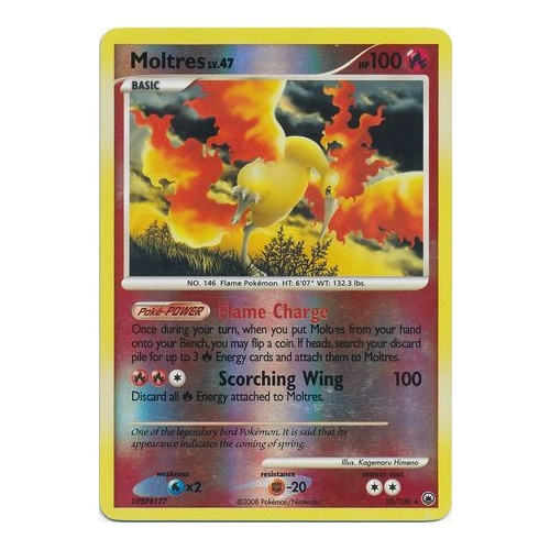 Moltres 10/100 DP Majestic Dawn Reverse Holo Rare Pokemon Card NEAR MINT TCG