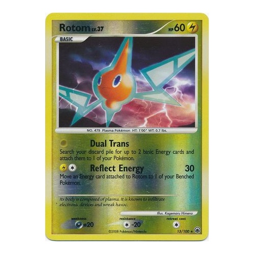 Rotom 13/100 DP Majestic Dawn Reverse Holo Rare Pokemon Card NEAR MINT TCG