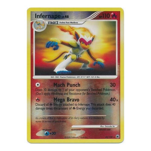 Infernape 22/100  DP Majestic Dawn Reverse Holo Rare Pokemon Card NEAR MINT TCG
