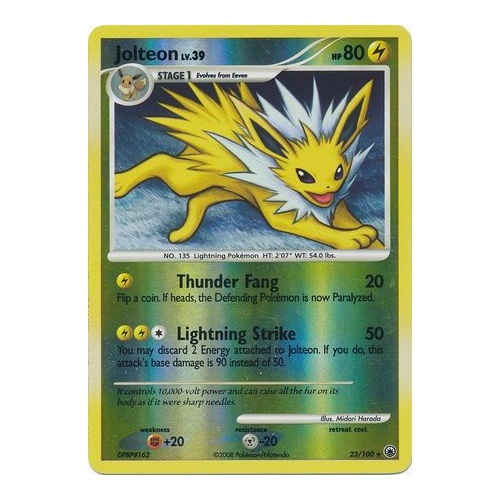 Jolteon 23/100  DP Majestic Dawn Reverse Holo Rare Pokemon Card NEAR MINT TCG