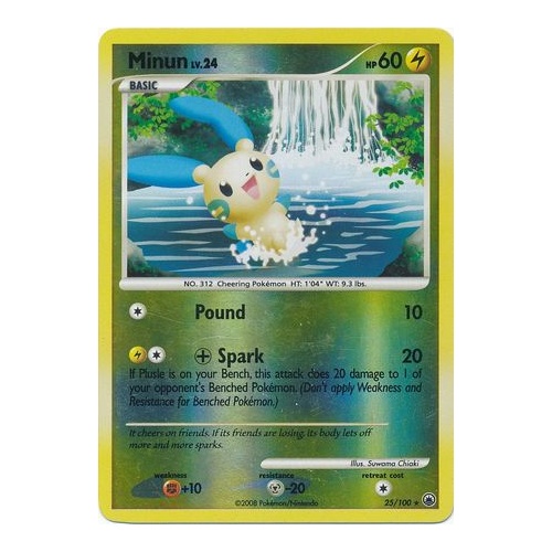Minun 25/100  DP Majestic Dawn Reverse Holo Rare Pokemon Card NEAR MINT TCG