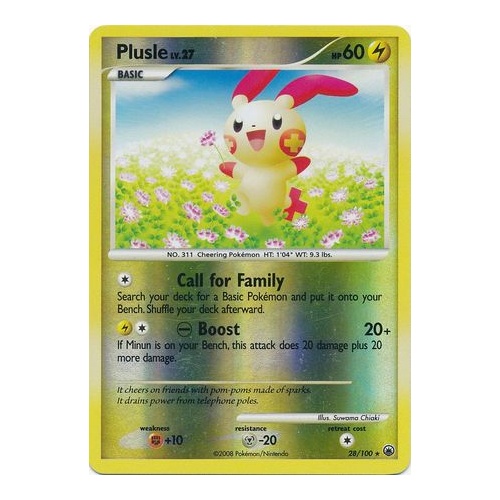 Plusle 28/100  DP Majestic Dawn Reverse Holo Rare Pokemon Card NEAR MINT TCG