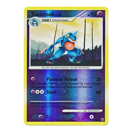 Toxicroak 31/100  DP Majestic Dawn Reverse Holo Rare Pokemon Card NEAR MINT TCG