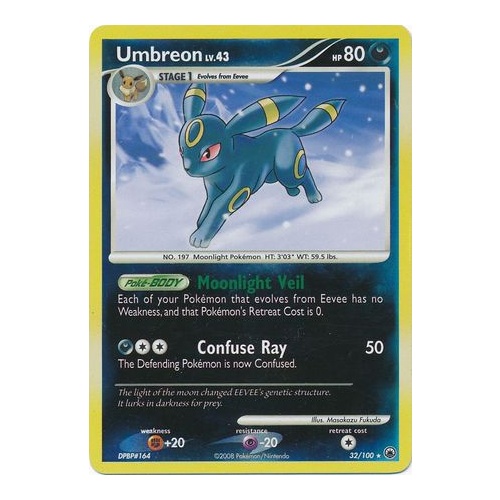 Umbreon 32/100  DP Majestic Dawn Reverse Holo Rare Pokemon Card NEAR MINT TCG