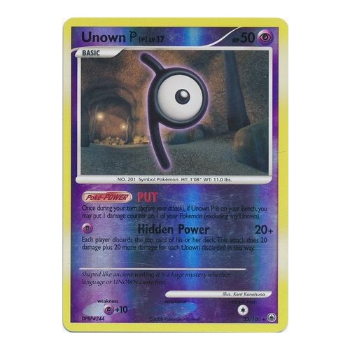 Unown P 33/100  DP Majestic Dawn Reverse Holo Rare Pokemon Card NEAR MINT TCG