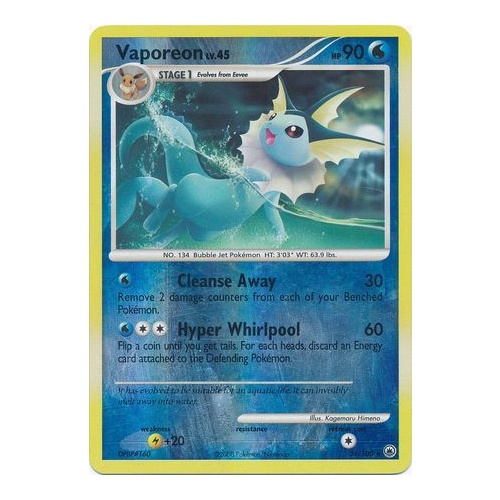 Vaporeon 34/100  DP Majestic Dawn Reverse Holo Rare Pokemon Card NEAR MINT TCG