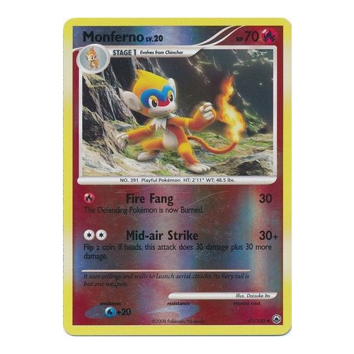Monferno 41/100 DP Majestic Dawn Reverse Holo Uncommon Pokemon Card NEAR MINT TCG