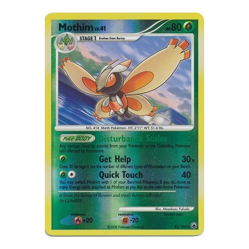 Mothim 42/100 DP Majestic Dawn Reverse Holo Uncommon Pokemon Card NEAR MINT TCG