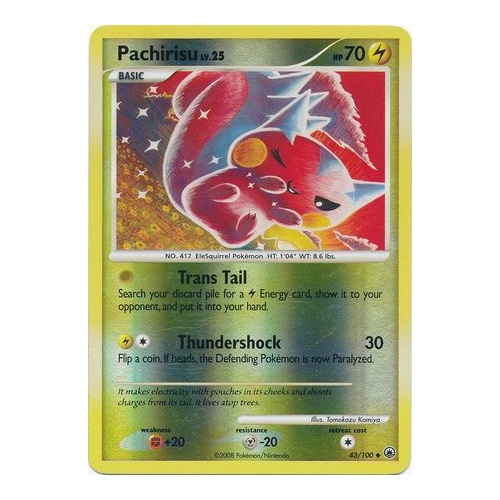 Pachirisu 43/100 DP Majestic Dawn Reverse Holo Uncommon Pokemon Card NEAR MINT TCG