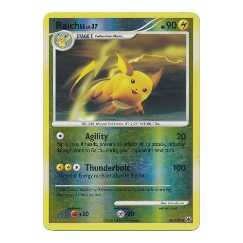 Raichu 45/100 DP Majestic Dawn Reverse Holo Uncommon Pokemon Card NEAR MINT TCG